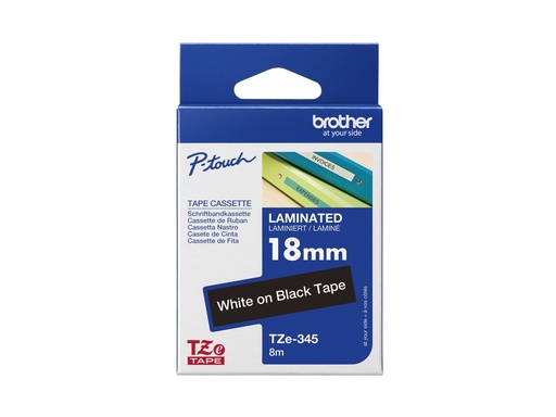 [1659612] Ruban TZ laminé 18mm blanc / noir
