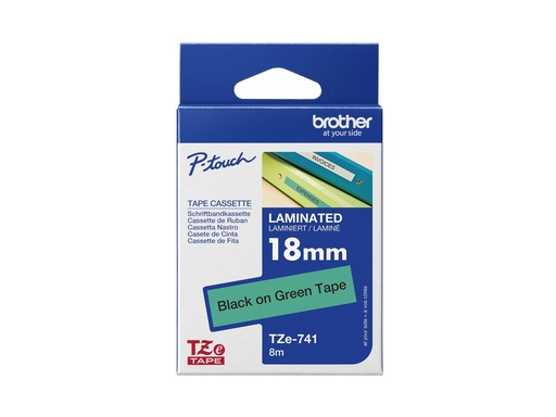 [1659619] Ruban TZ laminé 18mm Noir/Vert