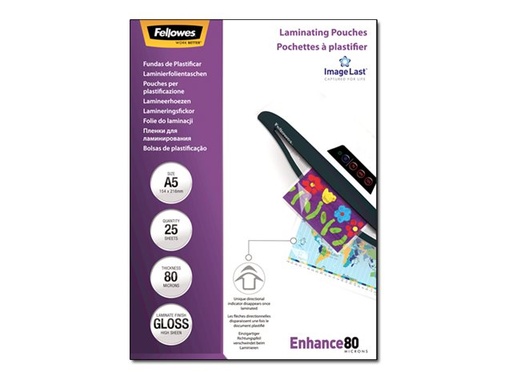 [FELLACC5396003] Fellowes pochette de plastification A5 80MIC RTL25PK 5396003