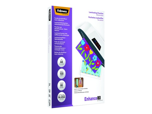 [FELLACC5302202] Fellowes pochette de plastification adhésive A4 80MIC 100PK 5302202