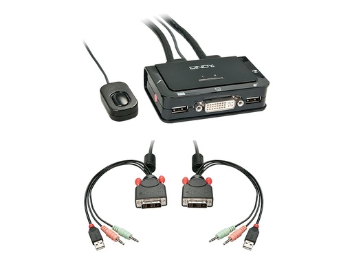[LINAVI42341] Switch KVM DVI-D Single Link, USB 2.0 & audio, 2 ports