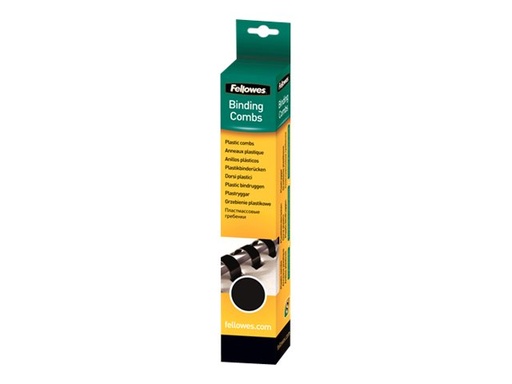 [FELLACC5331102] Fellowes PLASTIC COMB 10MM BLACK A4 RETAIL 25PK 5331102