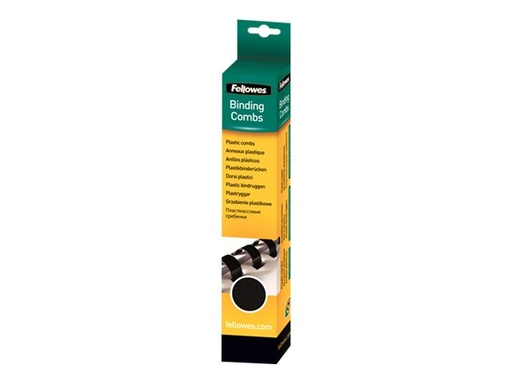 [FELLACC5331502] Fellowes PLASTIC COMB 12MM BLACK A4 RTL 25PK 5331502