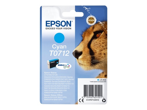 [EPST071240] EPSON Cartouche Guépard T0712 Encre DURABrite Ultra Cyan 5,5ml