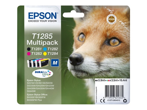 [EPST128540] EPSON Multipack Renard T1285 Encre DURABrite Ultra N,C,M,J 16,4ml
