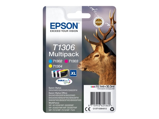 [EPST130640] EPSON Multipack Cerf T1306 Encre DURABrite Ultra C,M,J (XL) 30,3ml