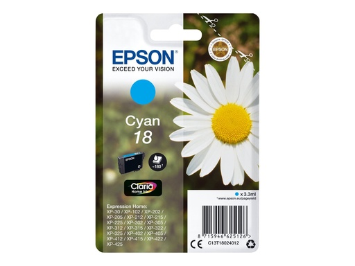 [EPST180240] EPSON Cartouche P querette 18 Encre Claria Home Cyan 3,3ml