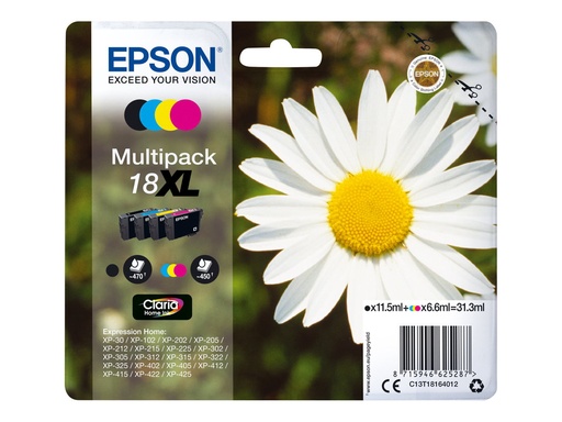 [EPST181640] EPSON Multipack P querette 18XL Encres Claria Home N,C,M,J XL 31,3ml