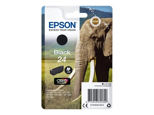 [EPST242140] EPSON Cartouche Eléphant 24 Encre Claria Photo HD Noir 5,1ml