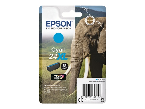 [EPST243240] EPSON Cartouche Eléphant 24XL Encre Claria Photo HD Cyan 8,7ml