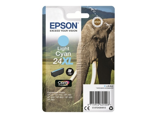 [EPST243540] EPSON Cartouche Eléphant 24XL Encre Claria Photo HD Cyan clair 9,8ml