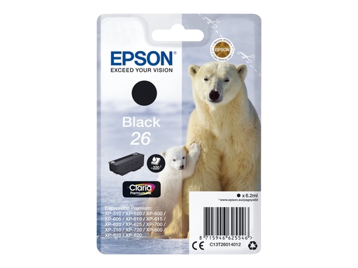 [2666466] EPSON 4LB 26 black ink claria prem w/s