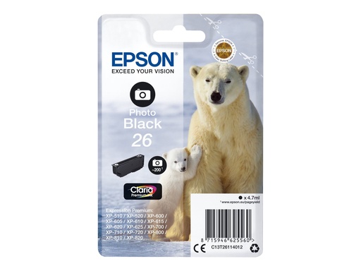 [2666468] EPSON 5LB 26 photoblack claria prem w/s