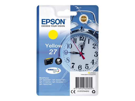 [EPST270440] EPSON Cartouche Réveil 27 Encre Durabrite Jaune 3,6ml