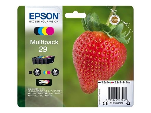 [EPST298640] EPSON Multipack Fraise 29 Encre Claria Home N,C,M,J 14,9ml