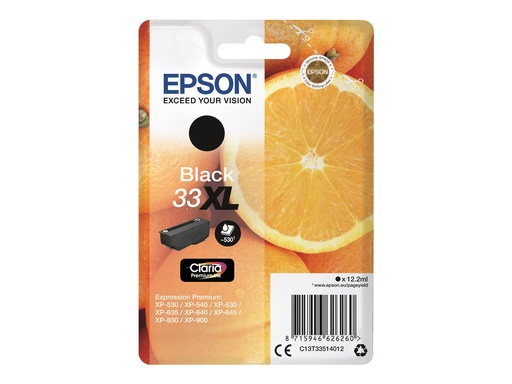 [EPST335140] EPSON Cartouche Oranges 33XL Encre claria Premium Noir 12,2ml