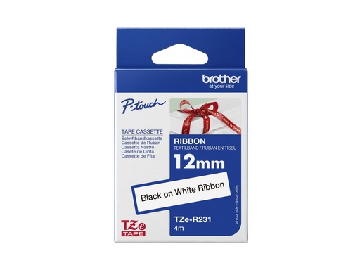 [2743486] BROTHER Ruban tissus Noir sur Blanc 12mm