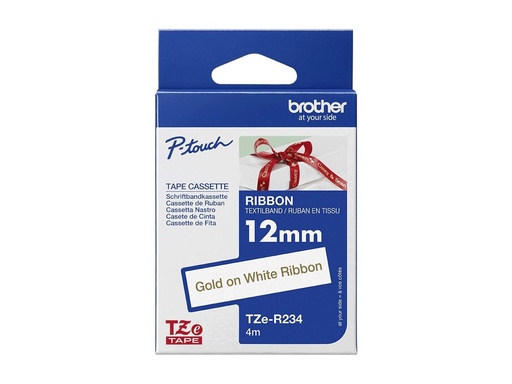 [2743488] Ruban TZERE tissus Or sur Blanc 12mm (4m)