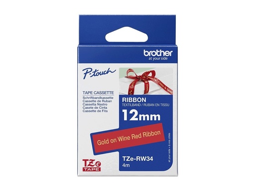 [2743509] Ruban TZER tissus Or sur Bordeaux 12mm (4m)