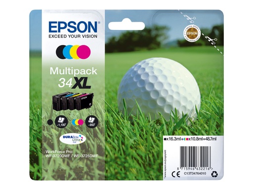 [EPST347640] EPSON Pack 4 cartouches Golf 34XL Encre N,C,M,Y 1x16,3ml+3x10,8ml