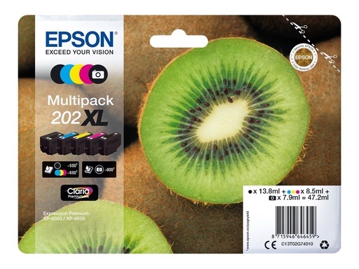 [EPST02G740] EPSON Multipack Kiwi 202XL Encre N,C,M,J 1x13,8ml+3x8,5ml