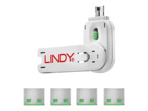 [LINACC40451] Clé USB et 4 bloqueurs de ports USB, Vert