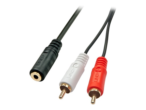 [LINCAB35677] C ble audio Premium 2 x RCA (Cinch) vers jack 3,5mm femelle, 25cm