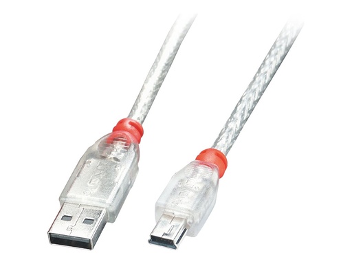 [LINCAB41784] C ble USB 2.0 A vers Mini-B, transparent, 3m
