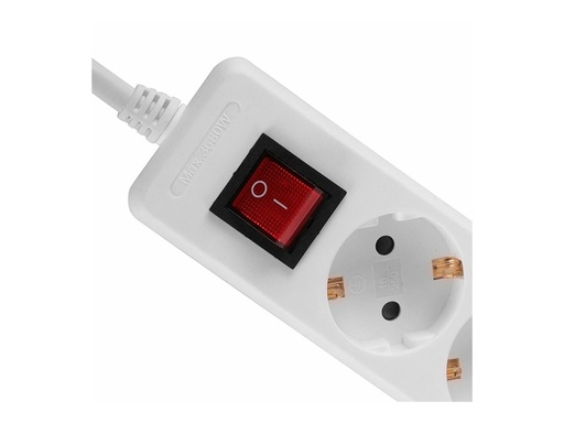 [LINACC73103] Multiprise 6 prises Schuko avec interrupteur, blanc