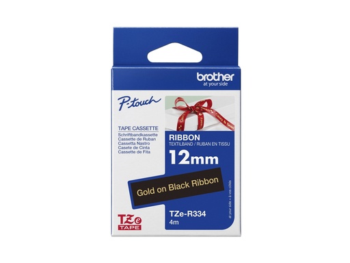 [3553729] Ruban TZER334 12mm or / noir tissu non adhésif
