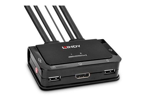 [LINAVI42344] Switch KVM 2 Ports DisplayPort 1.2, USB 2.0 & Audio, C bles Intégrés