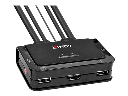 [LINAVI42345] Switch KVM 2 ports HDMI 4K60, USB 2.0 & audio, c bles intégrés