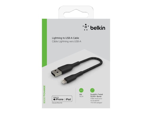 [3820818] BELKIN Câble tressé Lightning USBA 0.15m