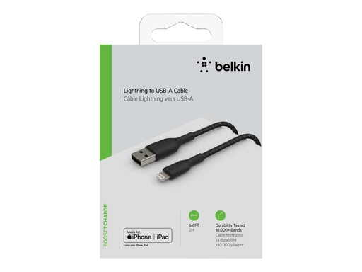 [3820822] BELKIN Câble tressé Lightning USBA 2m