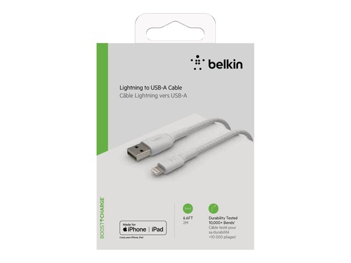 [3820823] BELKIN Câble tressé Lightning USBA 2m
