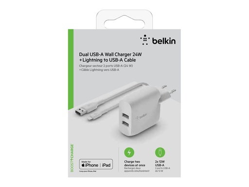 [3820845] BELKIN charg secteur double USBA 24W