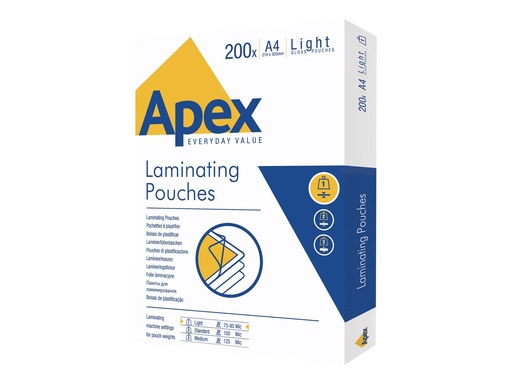 [FELLACC6005301] Fellowes APEX pochette de plastification A4 LIGHT DUTY - 200PK 6005301