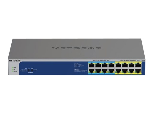 [NETGS516UP-100EUS] NETGEAR 16PT GE U60 POE++ UM SWITCH