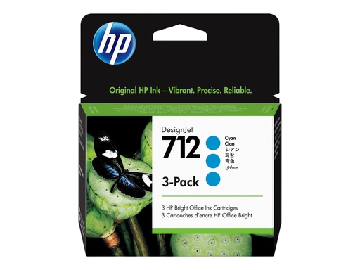 [3934563] HP 712 3-Pack 29-ml Cyan DesignJet Ink