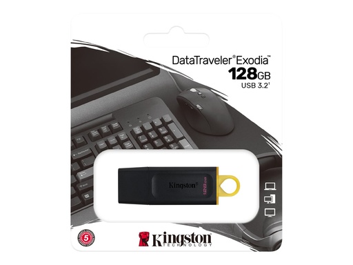 [4042206] KINGSTON 128Go USB3.2 Gen1 DT Bk+Yellow
