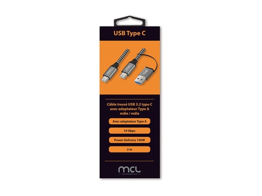 [7418126] MCL USB 3.2 Type C mesh cable 10G 100W