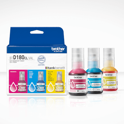 [BROBTD180CLVAL] BROTHER Bouteille d'encre Pack 3couleur pour DCP-T580DW, DCP-T583DW, DCP-T780DW, 5000p C/M/Y