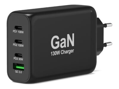 [11827634] Alim USB GaN 1 USB A + 3 USB C 130W câble 2m