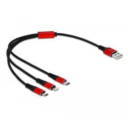 [201313] Câble charge USB A Lightning/Micro USB /USB C 30cm
