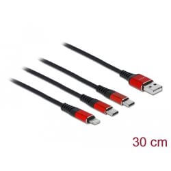 [201314] Câble charge USB A Lightning / 2 USB C 30cm