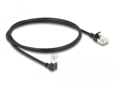 [CCBS0100N] Cordon RJ45 Cat 6a S/FTP coudé bas 1m noir