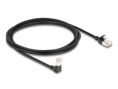 [CCBS0200N] Cordon RJ45 Cat 6a S/FTP coudé bas  2m noir