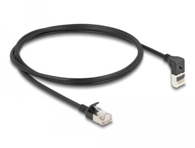 [CCHS0100N] Cordon RJ45 Cat 6a S/FTP coudé haut 1m noir