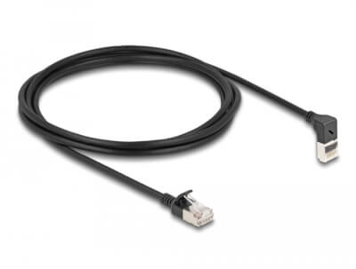 [CCHS0200N] Cordon RJ45 Cat 6a S/FTP coudé haut 2m noir