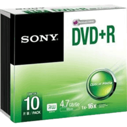 [CD087] Pack de 10 DVD+R 16X boitier slim